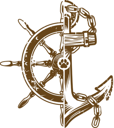 Salty Chief K-9 brand mark: ship's helm, fouled anchor, and paw.